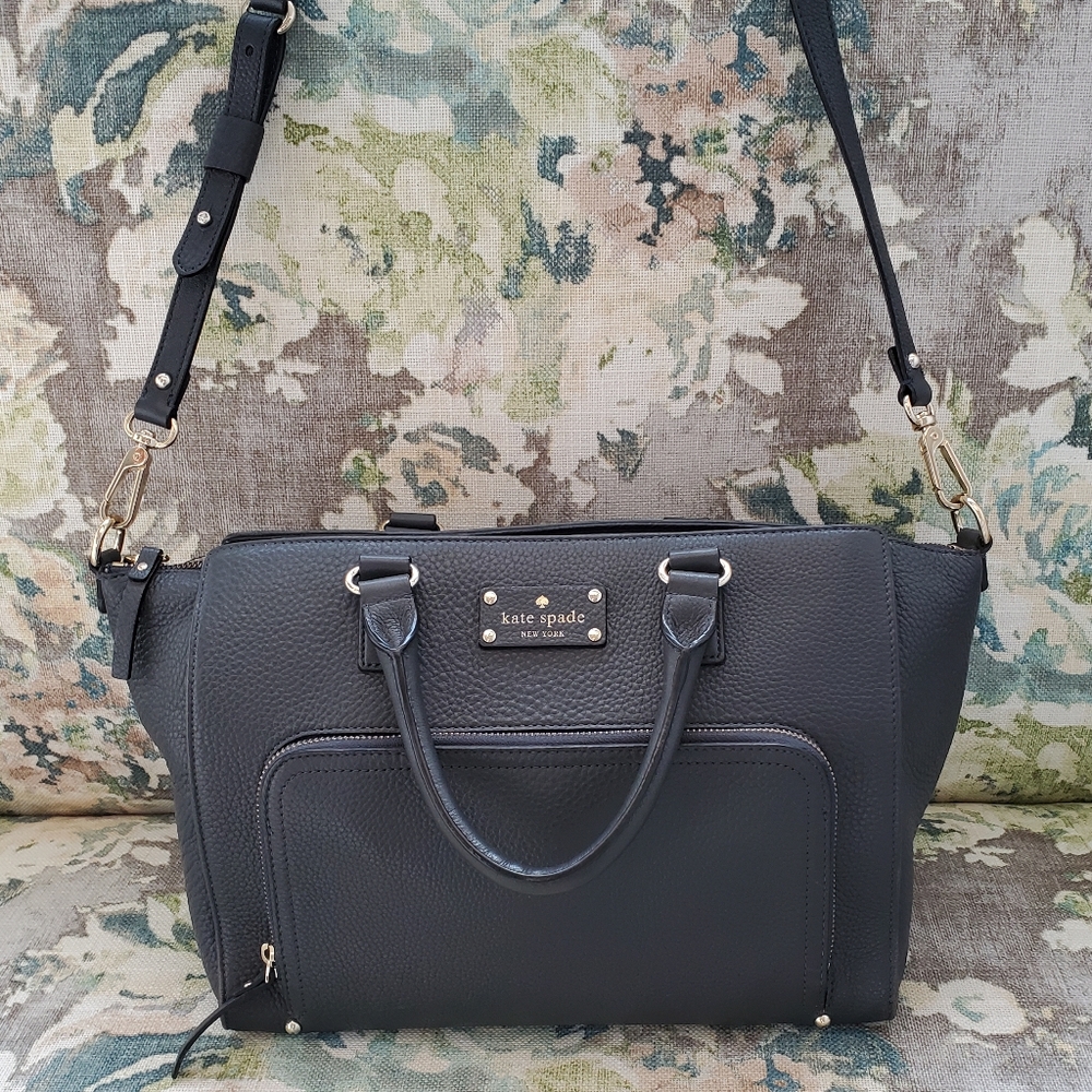 Kate Spade Charcoal pebble satchel bag purse